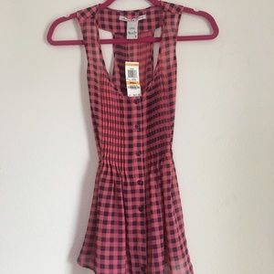 American Rag Plaid Button Down Tank Top NWT